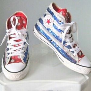 sequin red converse